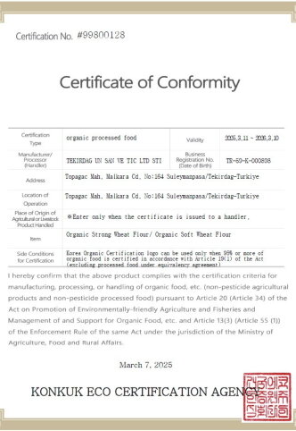 ORGANIC CERTIFICATE KONKUK