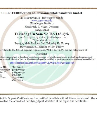 Organic Certificate Nop 2025