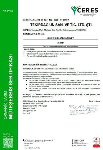 Organic Certificate Tr 2025