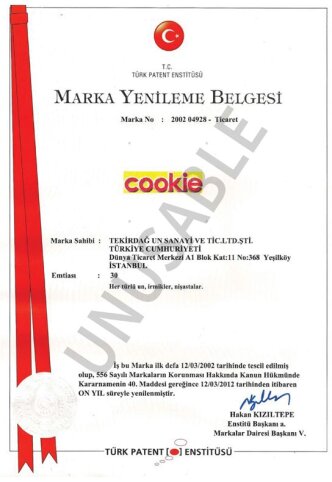 Cookie Certificat d&#39;enregistrement de marque