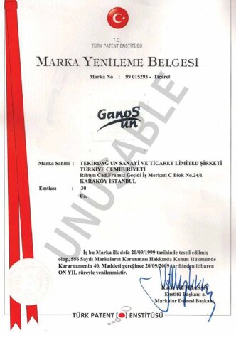 Ganos Certificat d&#39;enregistrement de marque