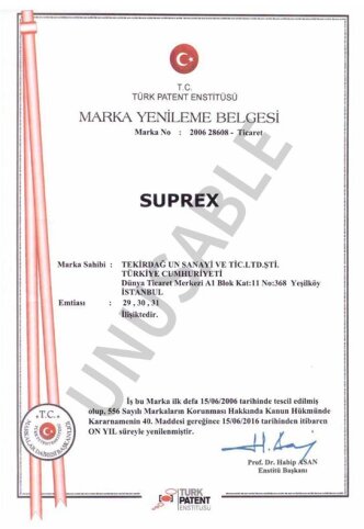 Suprex Certificat d&#39;enregistrement de marque