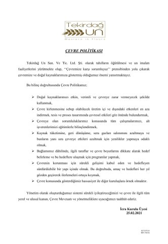 ÇEVRE POLİTİKAMIZ