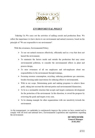 OUR ENVIRONMENTAL POLICY